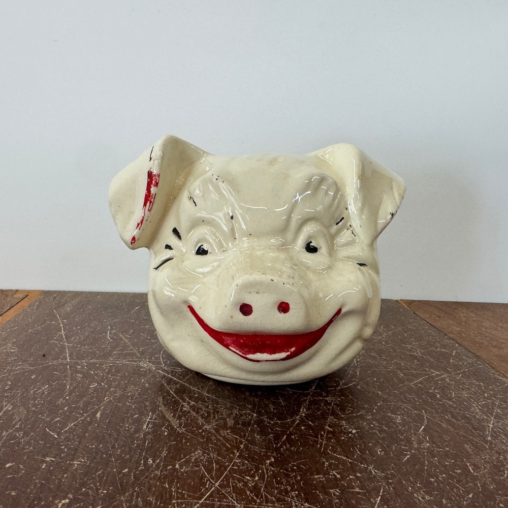 Vintage Ceramic Pig Head Cookie‎ Jar LID ONLY Farmhouse Decor Piggy